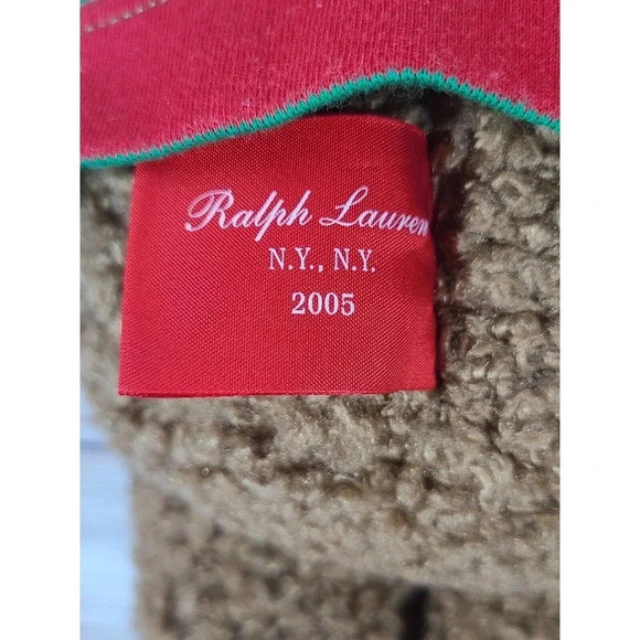 Ralph Lauren Plush Teddy Bear Stuffed Animal Toy Rugby Shirt Red Green 13" 2005 - Picture 6 of 7